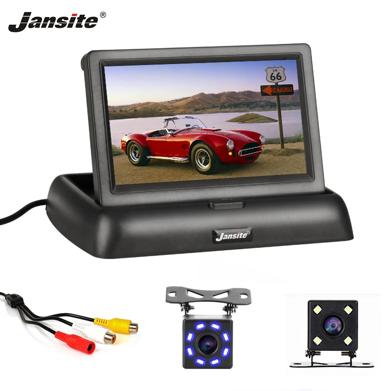 Jansite 4 3 дюймовый TFT LCD Складной автомобильный монитор HD дисплей камера