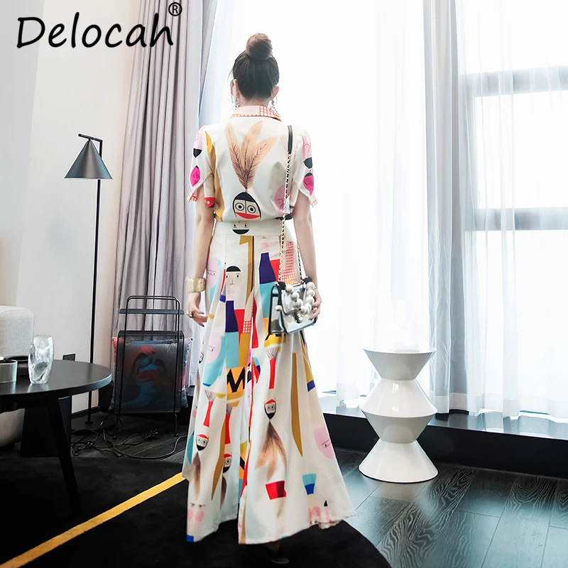 Delocah женские летние винтажные костюмы модельные дизайнерские топы с короткими