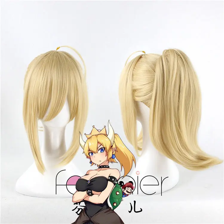 Bowsette принцесса Боузер персиковый меч Лилия косплей парик блонд клип конский