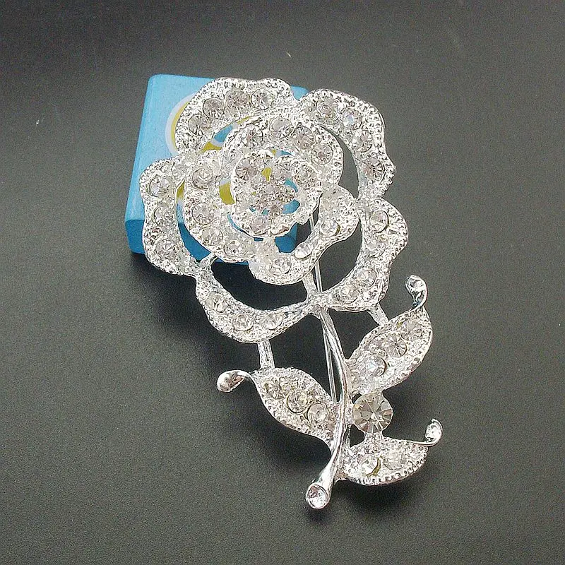 1 шт. новое качество ювелирные изделия горный хрусталь большая брошь цветок с