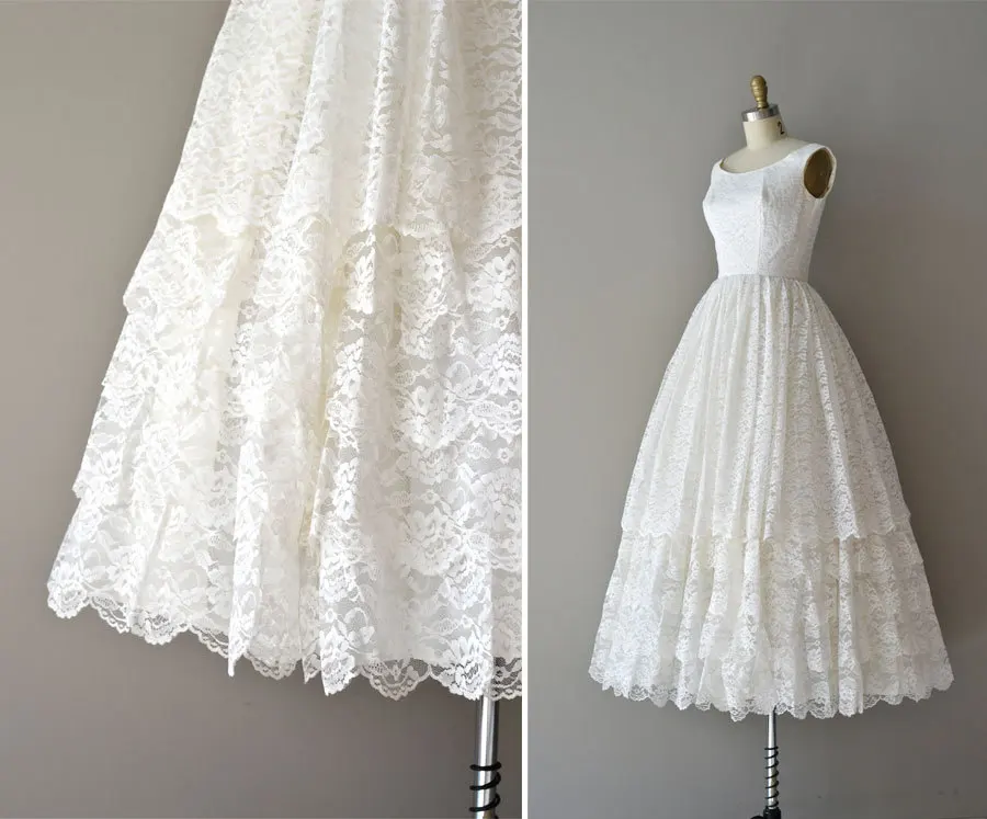 Винтажный до середины икры кружево цвета слоновой кости пляжные свадебные