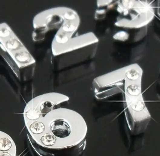 8 мм серебро 0-9 цифр слайды Подвески плоское отверстие металлические бусины