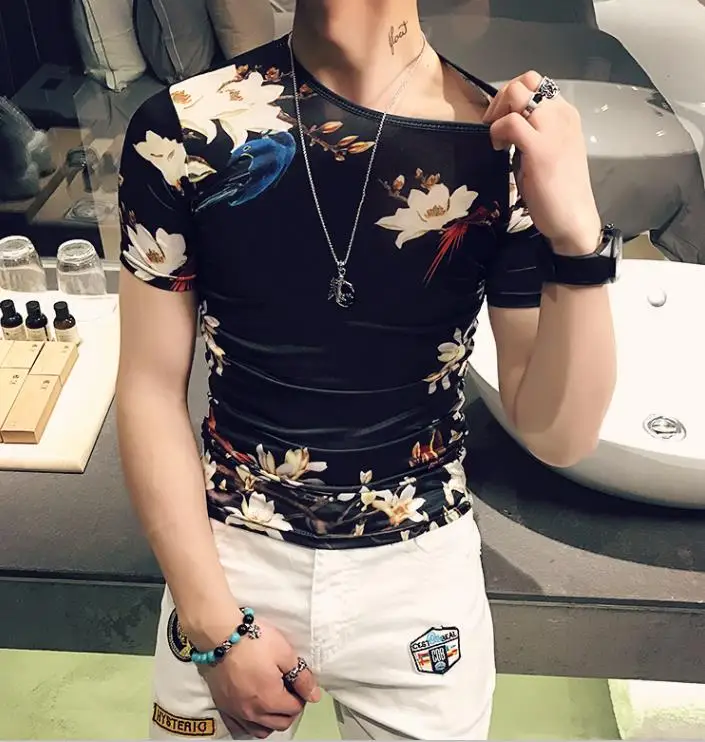 2017 Лето Slim Fit Мужская Футболка Homme Новый печати С Коротким Рукавом мужская