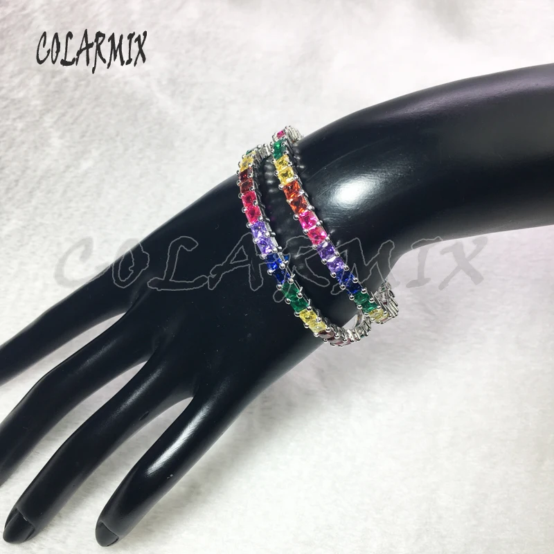 3 шт высокое качество Радуга Цвет циркон металлический браслет ювелирные изделия