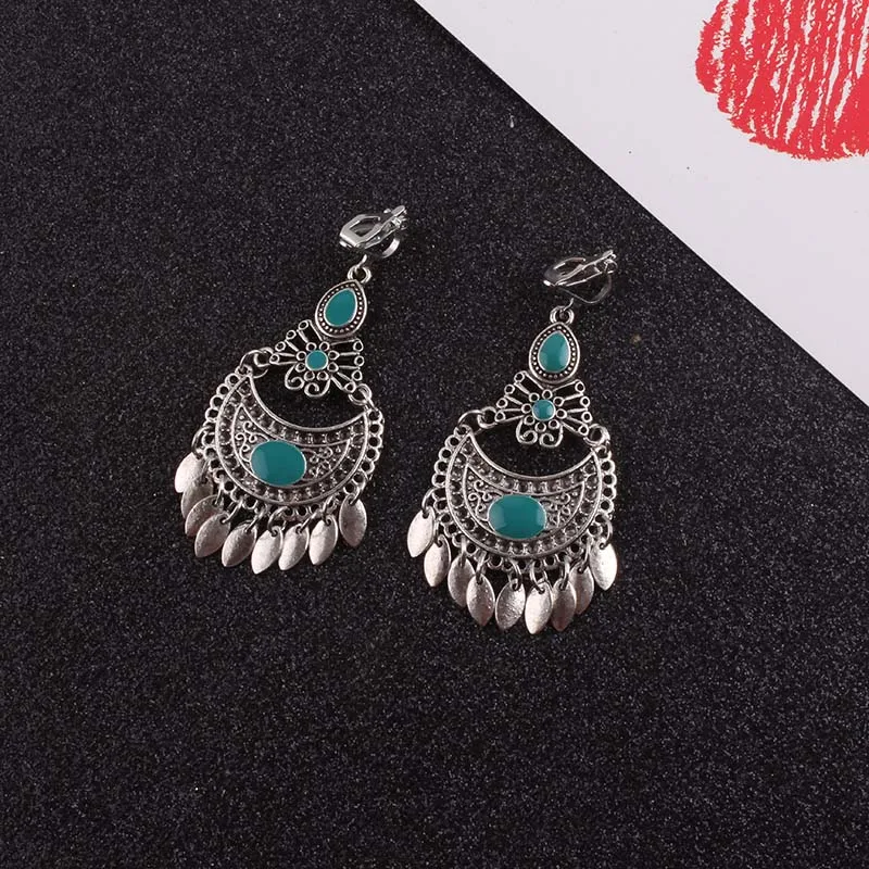 Женские винтажные серьги клипсы JIOFREE 5 цветов этнические украшения без