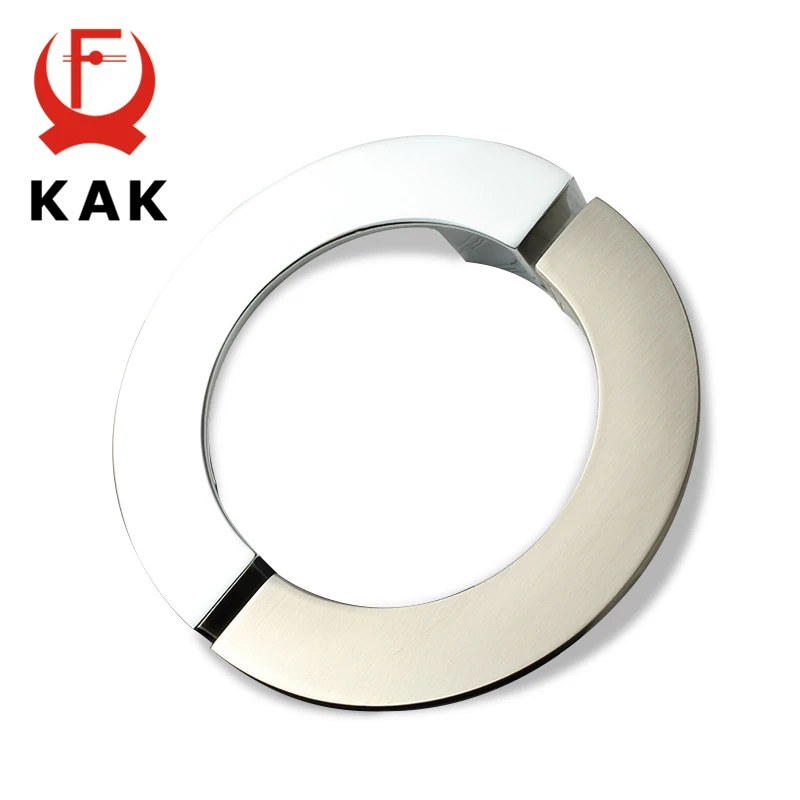

KAK Zinc Alloy Bright Chrome Modern Cabinet Handles Round Sliding Door Pulls Drawer Knobs Wardrobe Pulls Furniture Handle