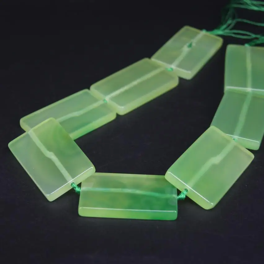 

8pcs/strand High Quality Natural Agates Drilled Rectangular Slab Loose Beads,Light green Onxy Slice Nugget Pendants Jewelry