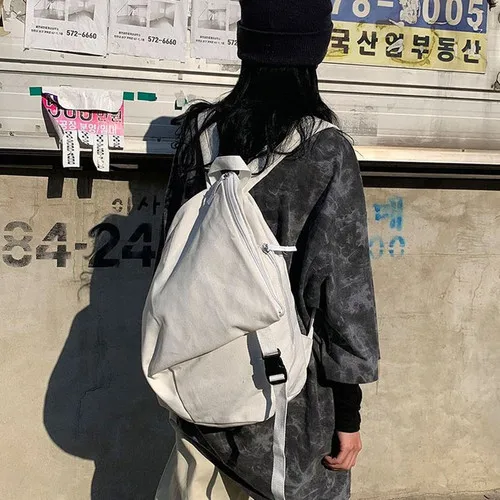 Одноцветная многофункциональная сумка холщовый рюкзак для женщин Mochila школьная сумка для путешествий Рюкзаки Школьный рюкзак для девушек - Цвет: Белый