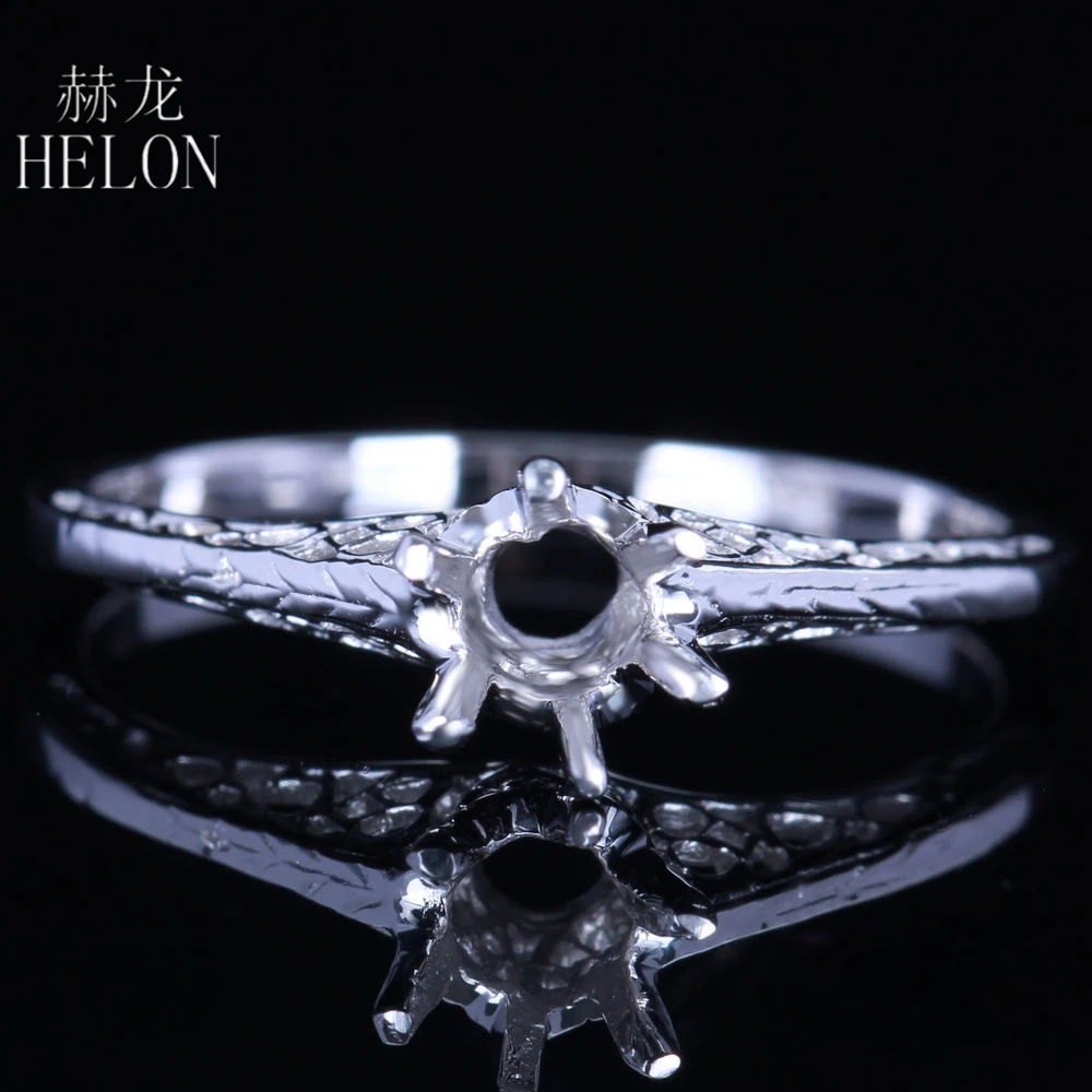 

LaiZuan Solid 10K White Gold 4-5mm Round Cut Engagement Wedding Women Vintage Antique unique Jewelry Semi Mount Ring Setting