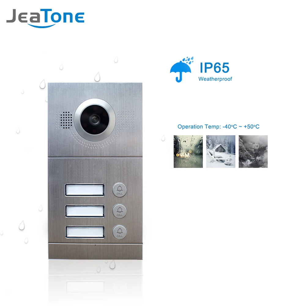 JeaTone видео телефон двери дверной звонок камера IP вызов панель Высокое разрешение дверной звонок Водонепроницаемый 3 кнопки для 3 этажей квартиры