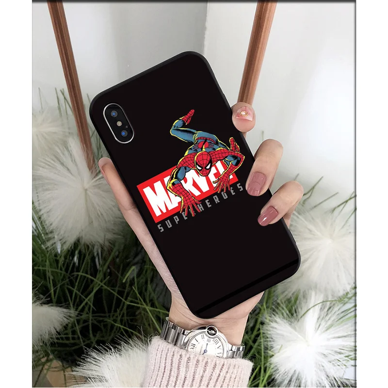Мягкий силиконовый чехол для телефона MaiYaCa Marvel Spider Man из ТПУ черного цвета iPhone 6S