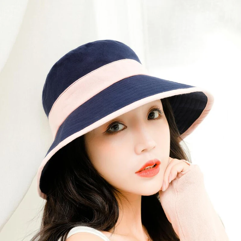 Шляпа женская Пляжная с широкими полями двусторонняя Складная Панама от солнца