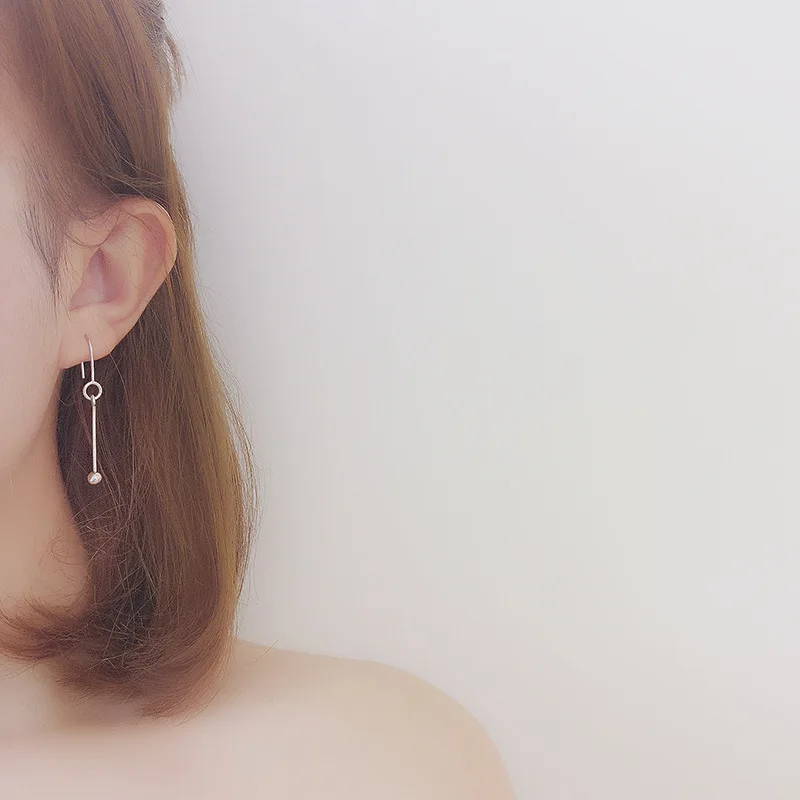 Женские асимметричные серьги подвески INZATT минималистичные висячие вечерние
