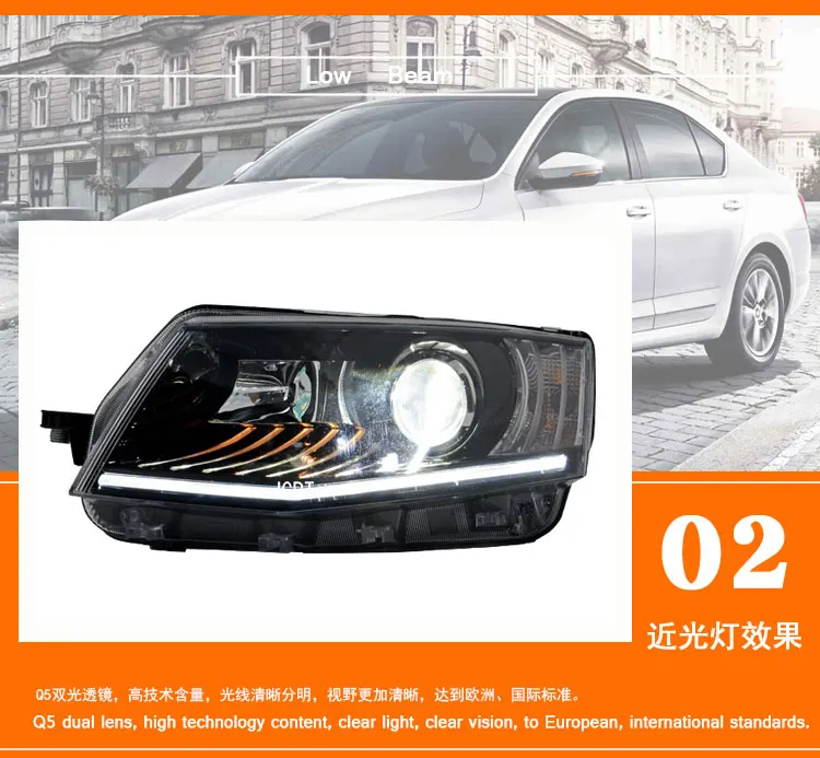 2 шт. светодиодный головной светильник s для Skoda Octavia Автомобильный светодиодный светильник s двойной ксеноновый Объектив Автомобильные аксессуары дневные ходовые огни противотуманный светильник