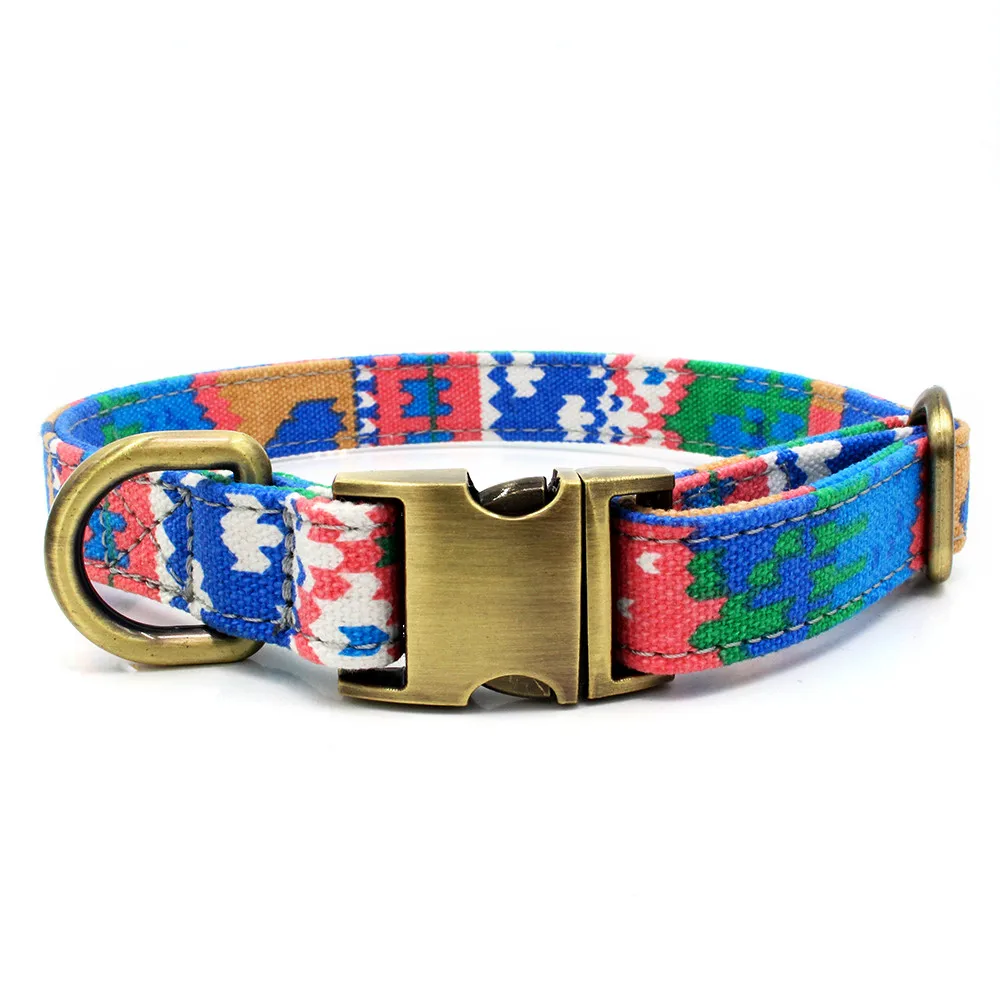 Dog Collar Lettering Pet Collar Bohemian Buckle retro Dog Cat Collar Pet Supplies accessories Cloth+Metal dropshipping Z620
