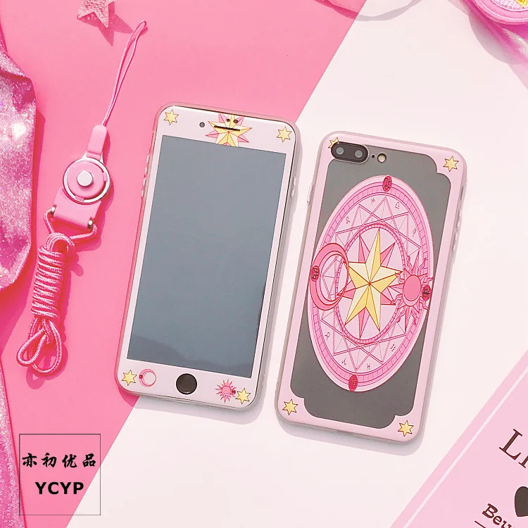 Чехол для iphone X с рисунком Сейлор Мун+ Защитная пленка из закаленного стекла для iphone 8 8 plus 6 6 S plus 7 7 plus Cardcaptor Sakura