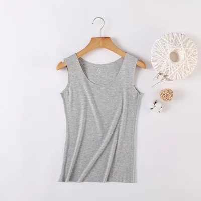 Серый Summer Cool Tank Top Women Fitness Modal Soft Vest No Trace Cutting Bustier Tops Sexy Debardeur Female Base Shirt 4xl Black Tees - Цвет: Серый