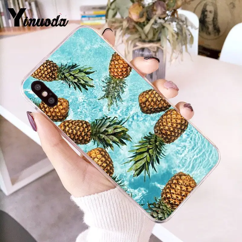 Цветной розовый Золотой ананас мягкий чехол для телефона iPhone X XS MAX 6 6S 7 7plus 8 8Plus 5 5S