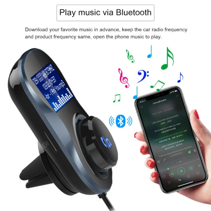BC30 Dual USB Mobile Phone Chargers Car MP3 Player Wireless Bluetooth 4.1 Charger FM Transmitter Adapter | Электроника