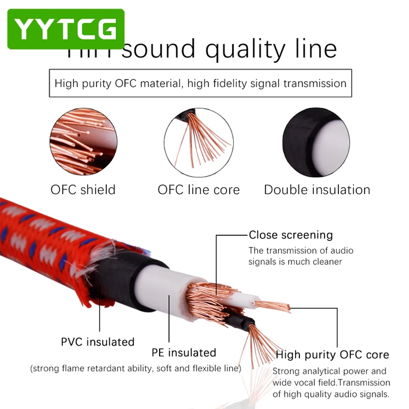 YYTCG Hifi Canare от 3 5 мм до 2RCA аудио кабель ПК усилитель для мобильного телефона