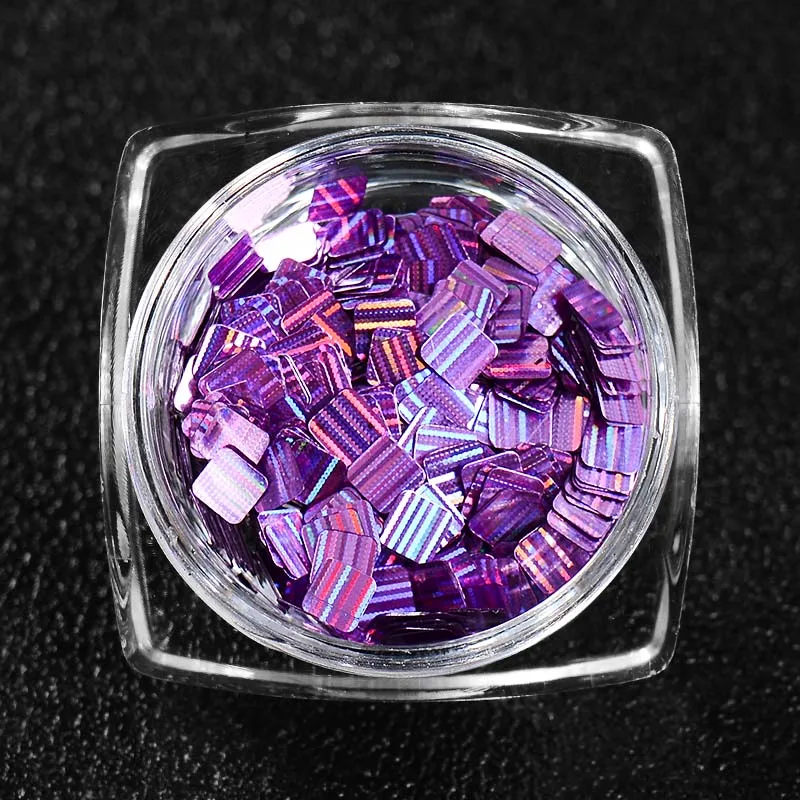 RBAN NAIL 12 цветов Цветные яркие лазерные полосы штук прямоугольные Nail Art Стразы Декор с блестками квадратной формы блестящие хлопья - Цвет: H1929