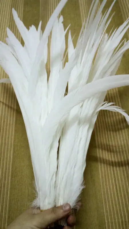 Plumas de cola de gallo blancas y naturales para decoraci&oacute;n, plumas de alta calidad de 16-18 pulgadas/40-45cm, venta al por mayor, 50 Uds.-0