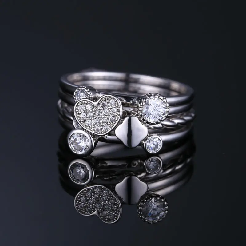 Jewelrypalace сердце любовь годовщина обручальное кольцо 4 устанавливает настоящее