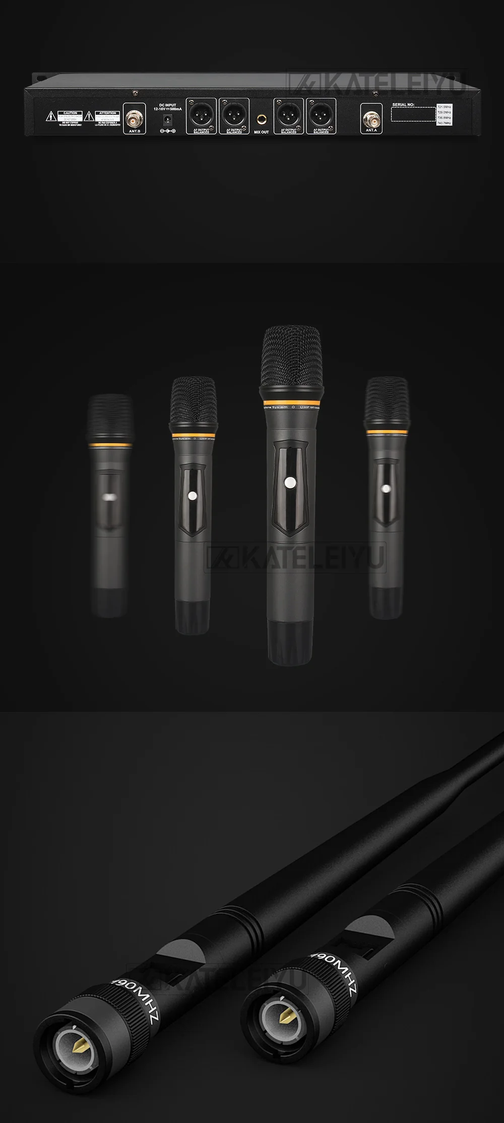 KATELEIYU U-8000GT 4-канальный профессиональный беспроводной микрофон UHF с отворотом микрофонная система kalaok 4 ручной микрофон