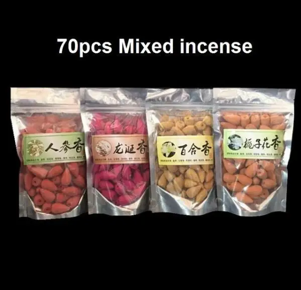 70pcs Mixed Cones Керамический черный дракон обратного потока водопад ладан горелка катушки держатель буддийский кадило для ароматерапии домашний декор+ 20 шт благовоний конусов - Цвет: 70pcs Mixed Cones