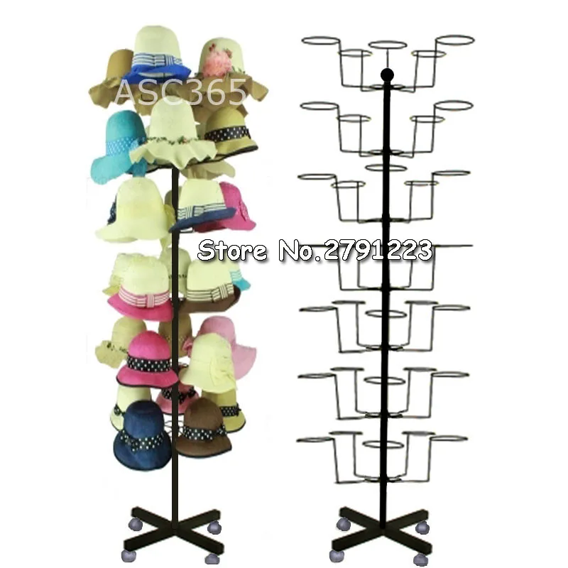 7 ярусная Металлическая черная витрина для шляп 35 вращающаяся подставка
