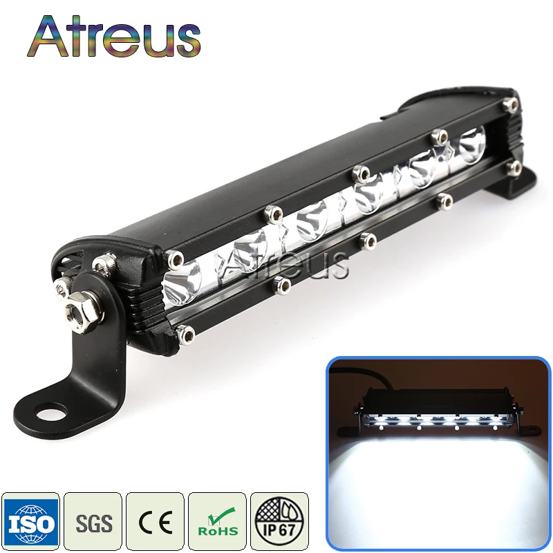 Atreus 1X 9 дюймов 18 Вт автомобиль однорядные светодиодный светильник бар 12V 24V LED