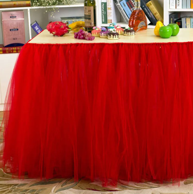 Red 1 шт., 91,5X80 см, Тюлевая юбка-пачка для стола, посуда для дня рождения, банкета, юбка для стола, вечерние, свадебные украшения, домашний текстиль - Цвет: Red