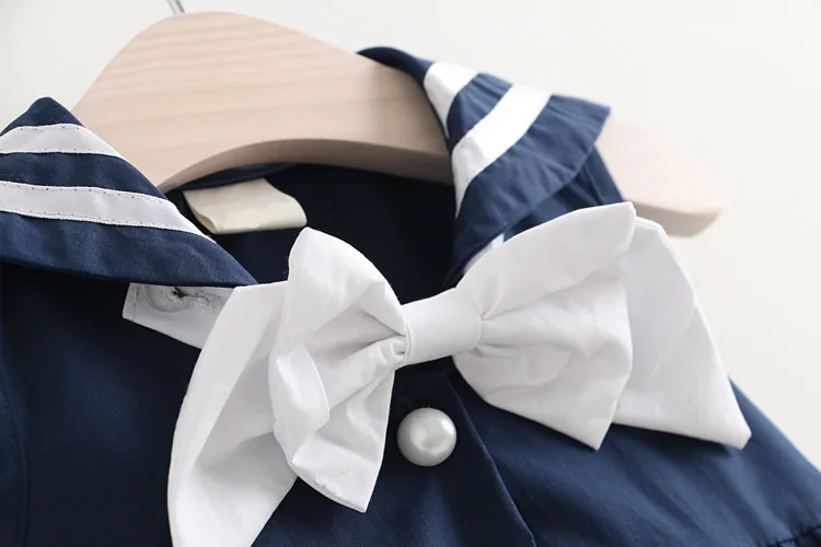 School Dress Girl Sailor Baby Wear Navy Style Sundress Girls Sleeveless Summer Deguisement Butterfly for Kids | Детская одежда и
