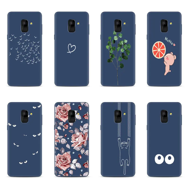 TPU Phone Cover Case for Samsung Galaxy A6+ A8+ A9 J3 2018 Soft Matte Silicone Color Branch Coque J4 J6 Plus EU |