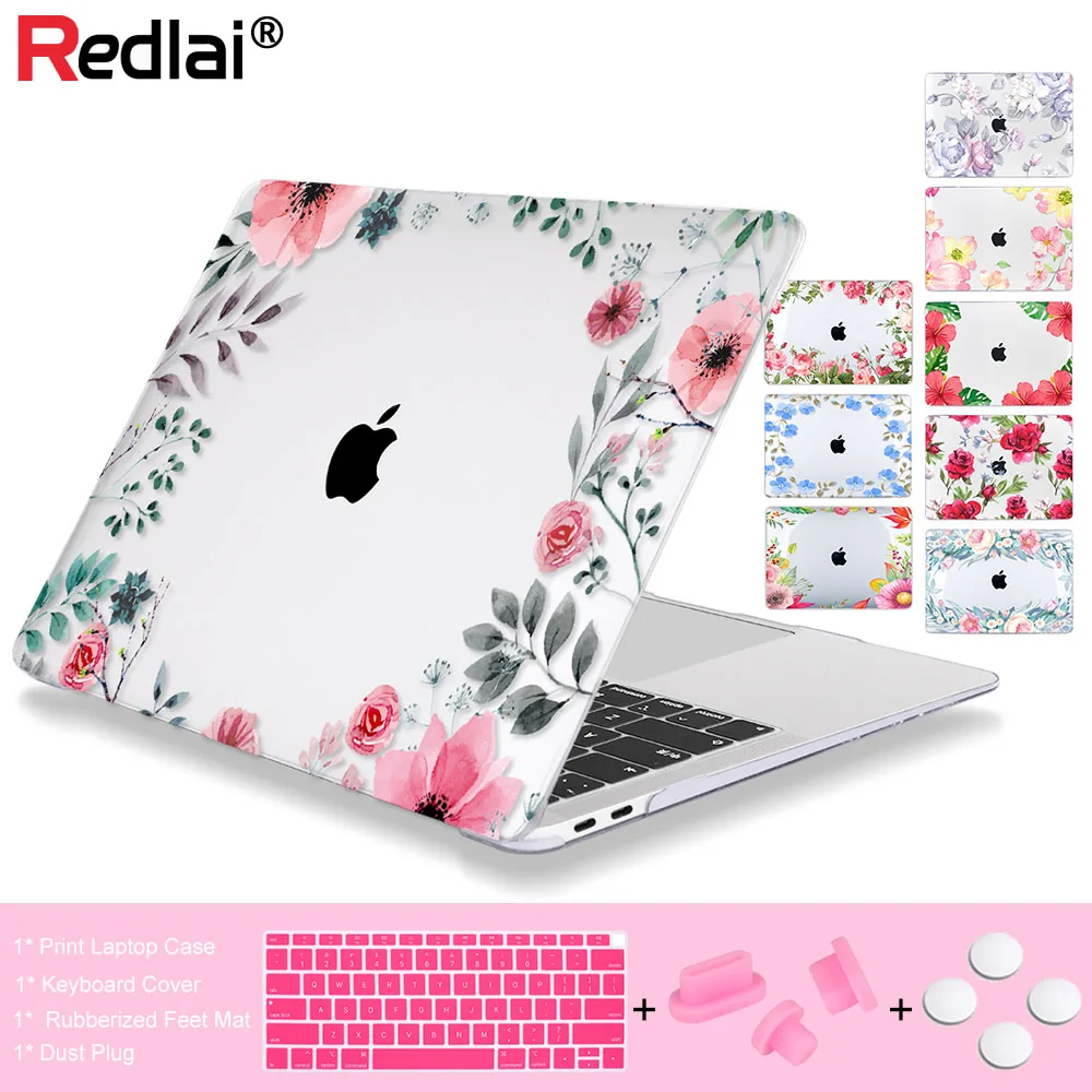 Пластиковый жесткий чехол Redlai с цветочным принтом для MacBook Air Pro Retina 11 12 13 15 16
