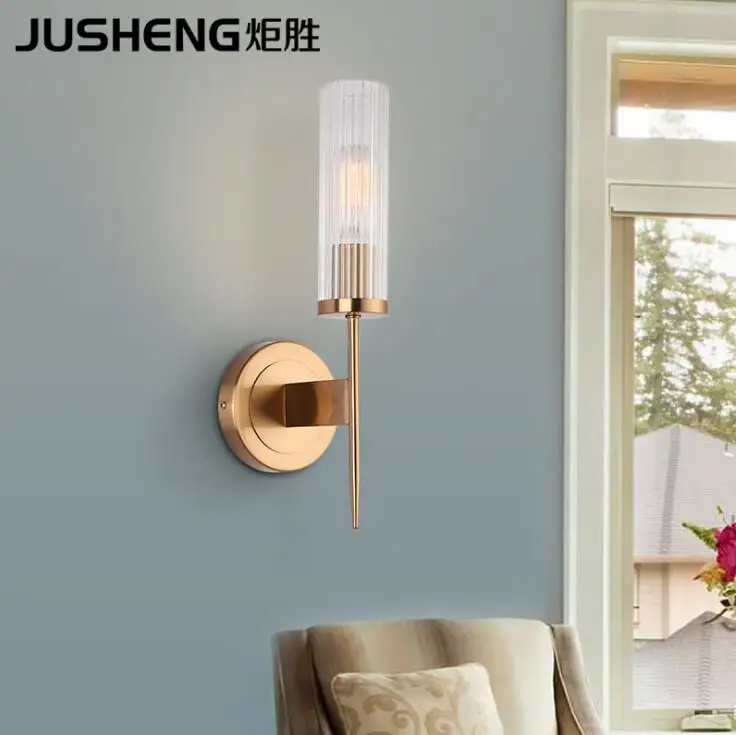 Новый американский стеклянный светодиодный настенный светильник для гостинной