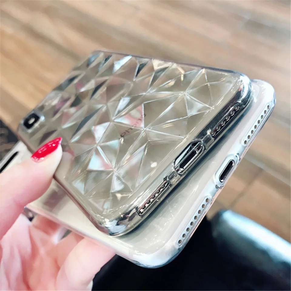 Алмазная текстура чехол для iPhone 6 6s 7 8 Plus X XR XS Max мягкий телефон Роскошный