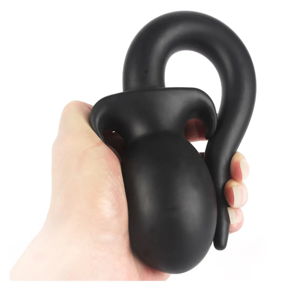 Hot Sale Big Anal Butt Plug tadpole shape Black Silicone Toys Gay Sexy Toy for Women Men |