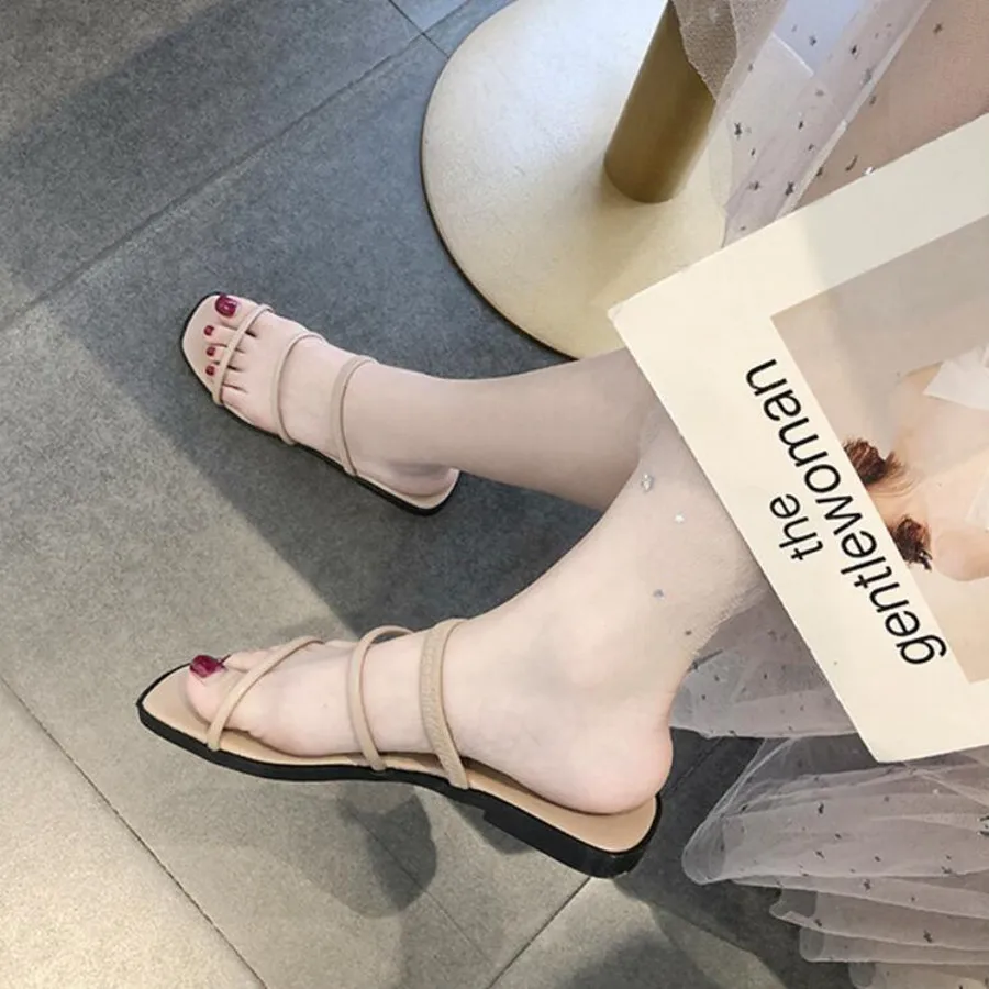 Летние шлепанцы на плоской подошве; пляжные женские модные Вьетнамки; обувь без задника; шлепанцы без задника; женская обувь; chaussure