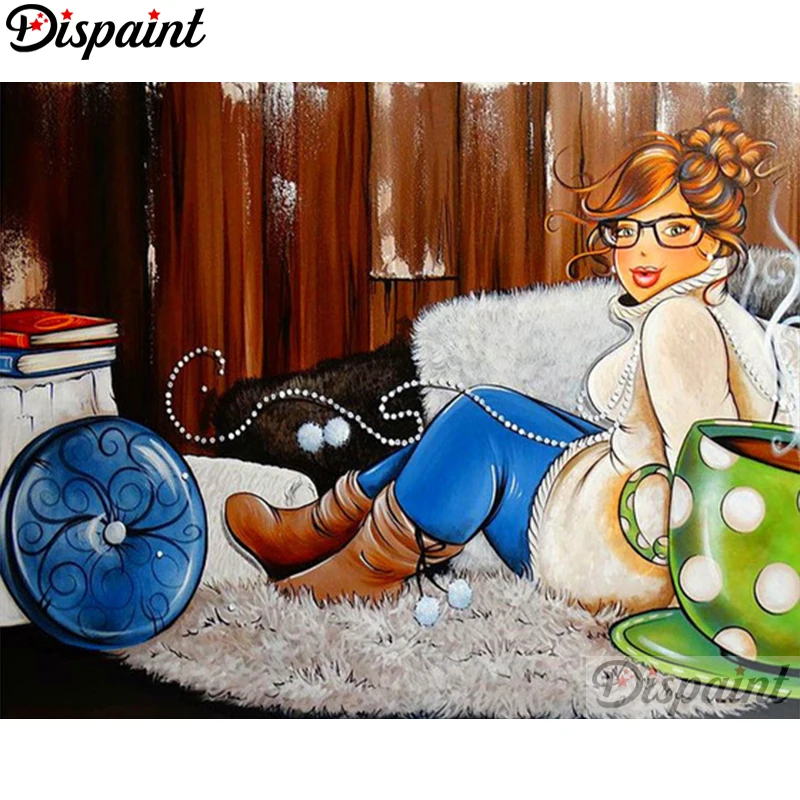 

Dispaint Full Square/Round Drill 5D DIY Diamond Painting "Cartoon woman" 3D Embroidery Cross Stitch 3D Home Decor A06072