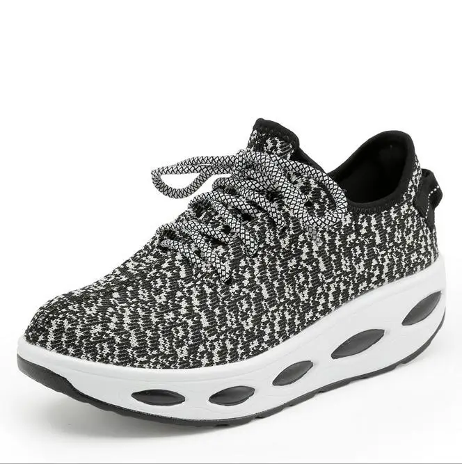 Высота Увеличение 2016 Женщин Повседневная Обувь На Платформе Клинья Черный