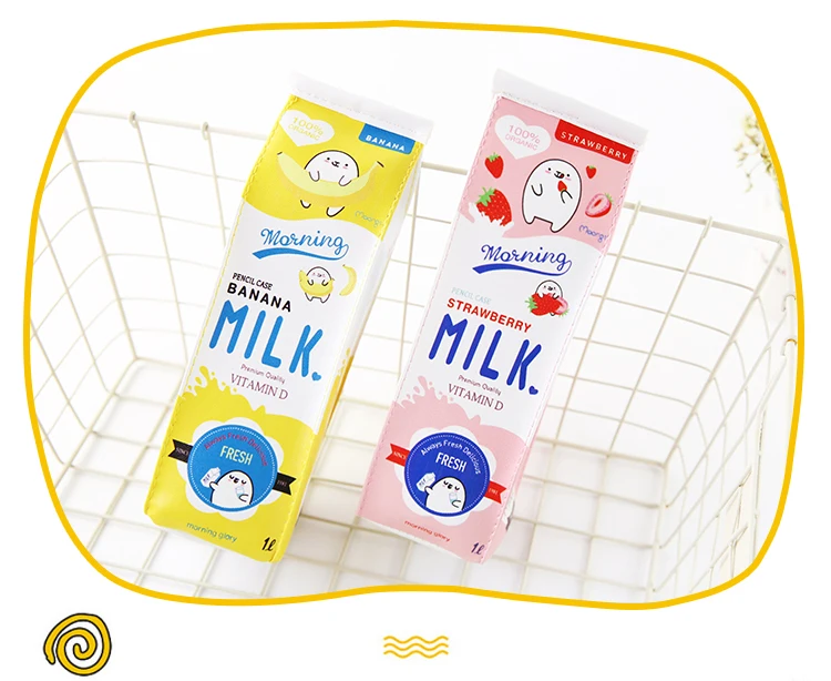 Чехол для карандашей из искусственной кожи с мультяшным принтом «Morning Milk», модная коробка для карандашей, органайзер для хранения канцелярских принадлежностей, сумка для школы и офиса, Escolar