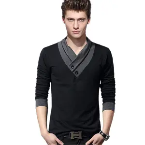 Мужская футболка с длинным рукавом, с воротником-стойкой, размеры до 5XL