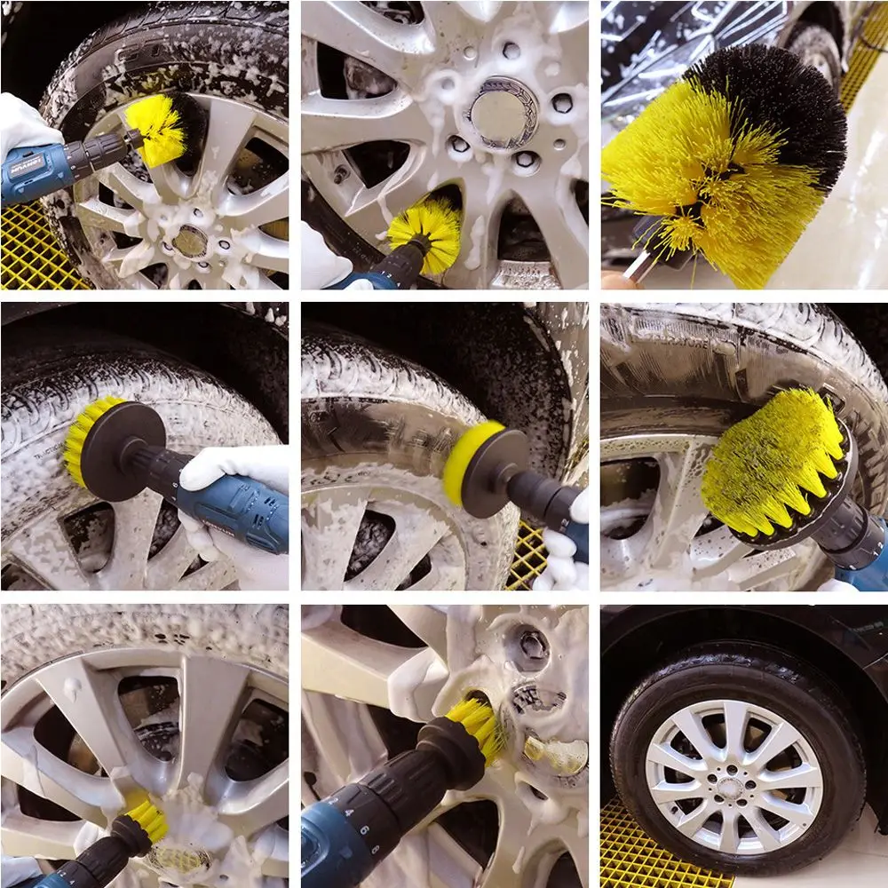 

3Pcs/set Power Scrubber Drill Brush Head Drill Attachment Kits Car Wheel Toilet Cleaning Brushes Household Cleaning Tool