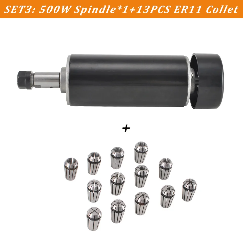 Spindle Kit Daedalus CNC Шпиндель набор 500 Вт с воздушным охлаждением шпинделя гравировальный мотор шпинделя ER11 Цанга для ЧПУ деревообрабатывающий фрезерный станок токарный станок - Цвет: Spindle Kit