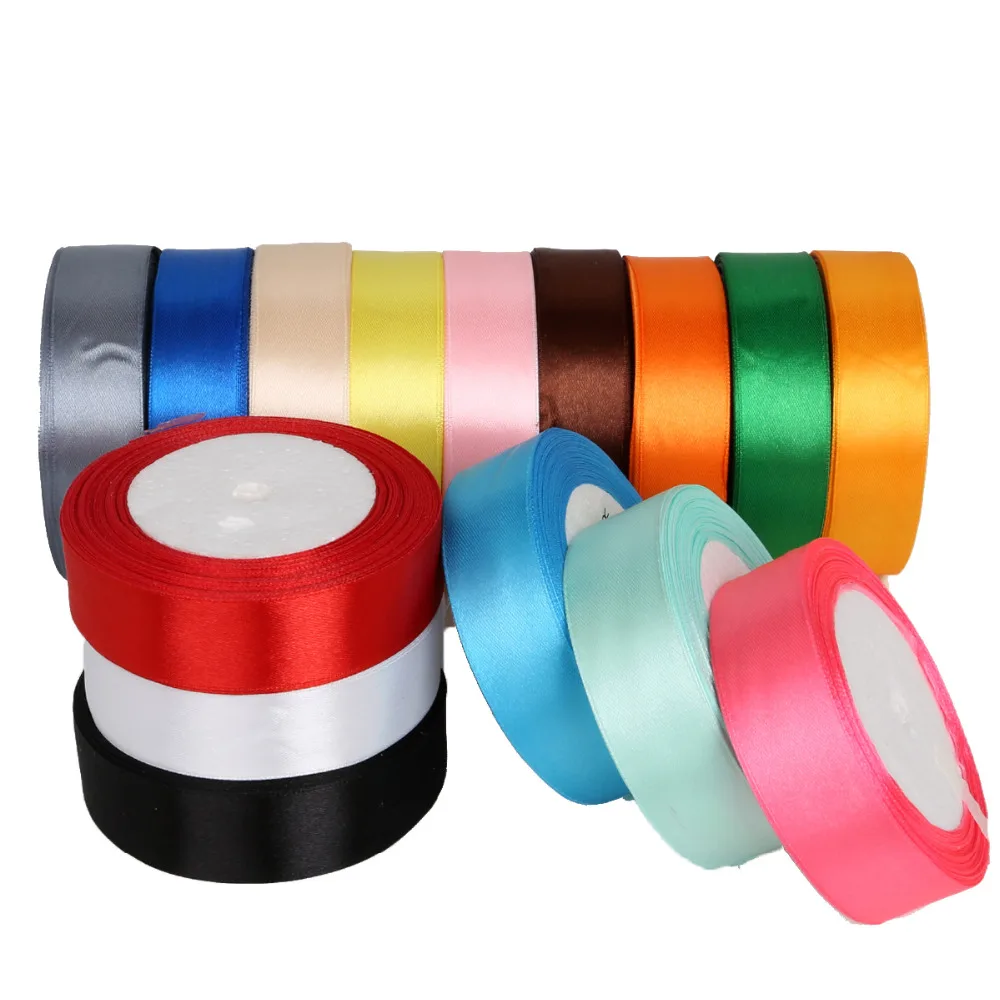 Горячая Распродажа 25 ярдов (25 мм) Шелковая атласная лента для самостоятельного