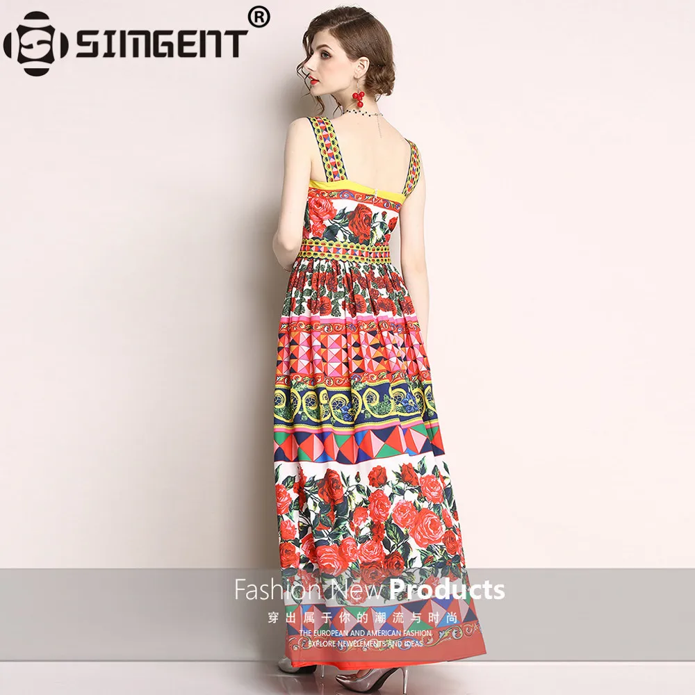 Женское платье комбинация Simgent летнее макси с цветочным принтом вечерние платья