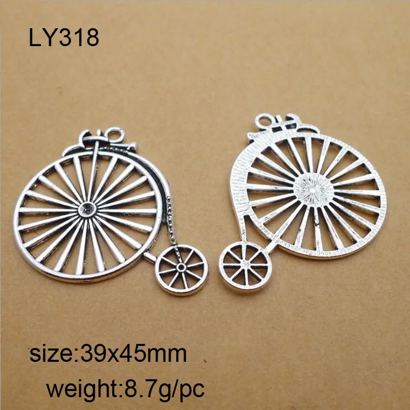 

15pcs/lot 39x45mm Antique Silver Alloy Bike Bicycle Charms Pendant