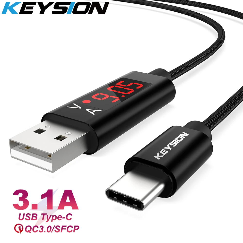 Кабель KEYSION USB Type C с цифровым дисплеем провод для быстрой зарядки телефона Samsung S10