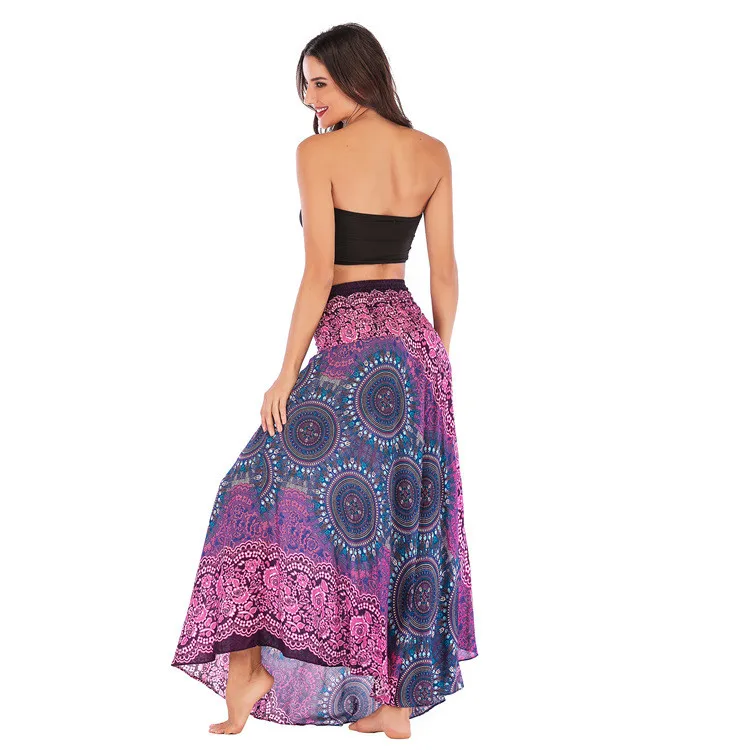 Faldas Mujer Moda 2019 Женская длинная хиппи богемная Цыганская Бохо Цветочная эластичная